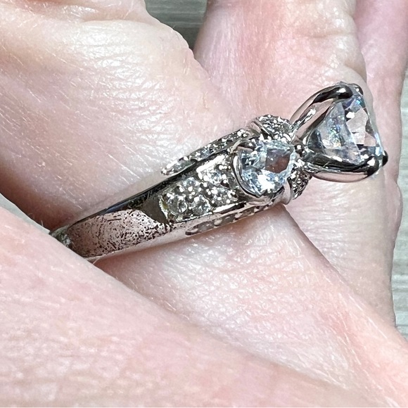 Vintage Designer Sterling Silver Cubic Zirconia Gemstone Cocktail Ring, Size 8 - Picture 11 of 13